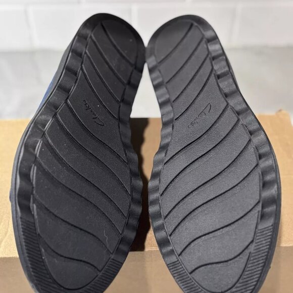 Clarks Sharon Dasher Womens Suede Loafers Slip on Wedge - Navy Blue - Size 10W - Picture 8 of 8